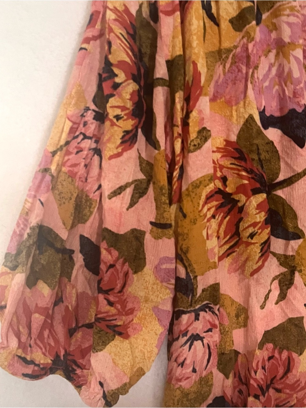 Terra & Sky Pink Floral Boho Tunic with Olive Green Accents 2X - Picture 3 of 11